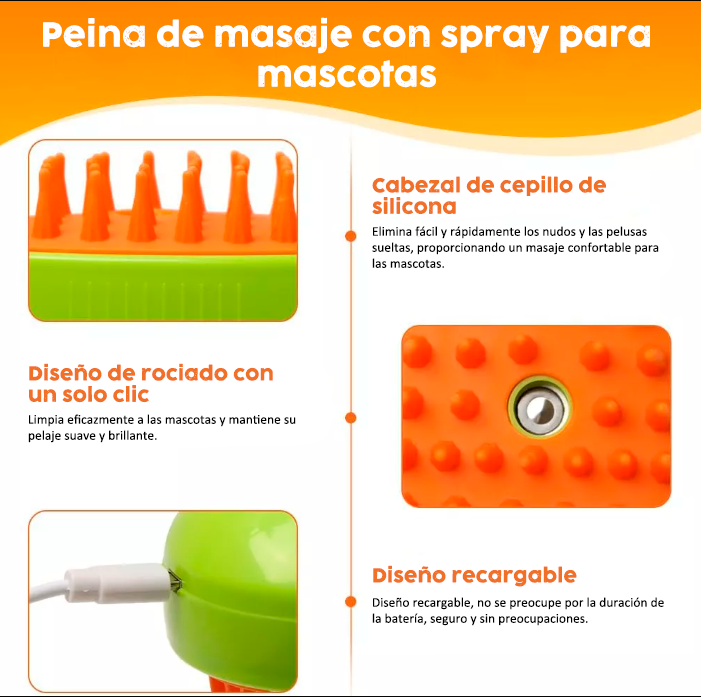 Cepillo Vapor Para mascotas  Quita pelo