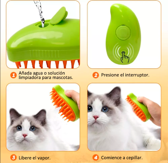Cepillo Vapor Para mascotas  Quita pelo